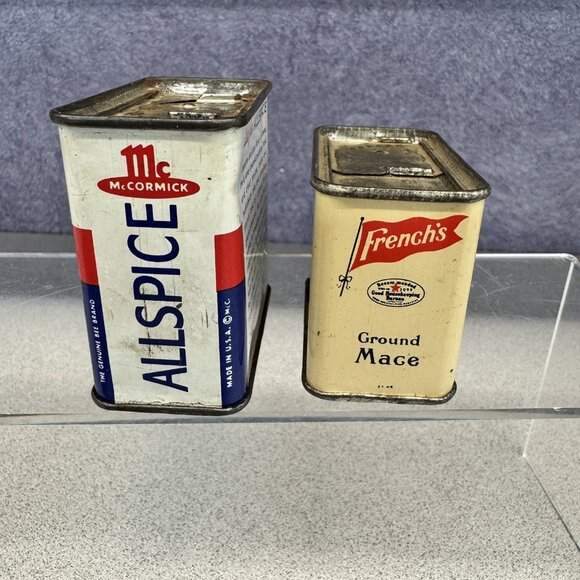 Vintage Spice Tin Set • McCormick Allspice & French’s Mace • 1950s Kitchen Decor - Picture 3 of 6